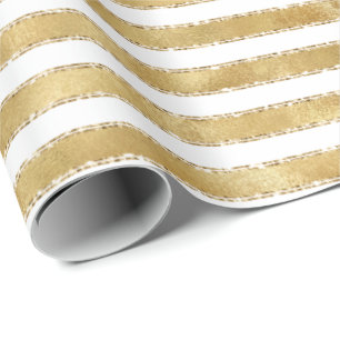 Papel De Presente Glitzy Dourado Glam Branco Brilho Brilhante Strikl