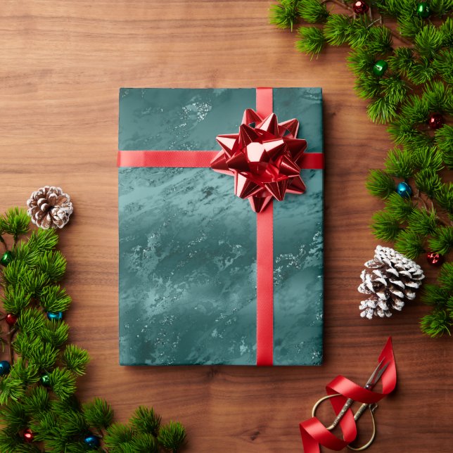 Papel De Presente Glitzy Emerald Green Ombre Marble (Presente de Natal)