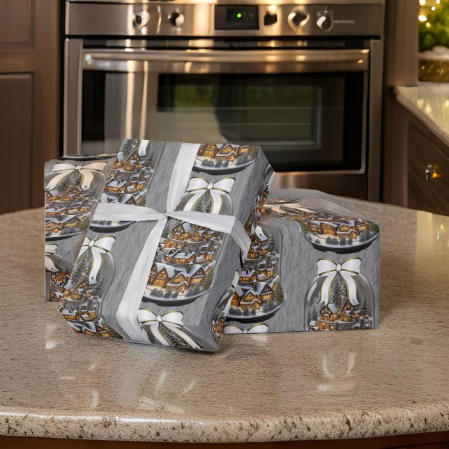 Papel De Presente Globo de Neve de Natal da Vila (Criador carregado)