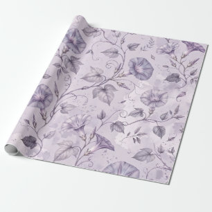 Papel De Presente Glórias da Manhã Elegantes Florais Lavanda Empoeir
