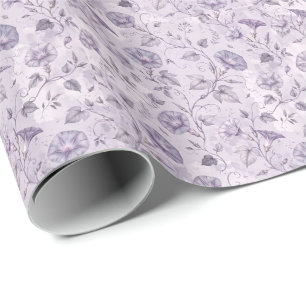 Papel De Presente Glórias da Manhã Lavanda Pó Rosa Elegante Floral 