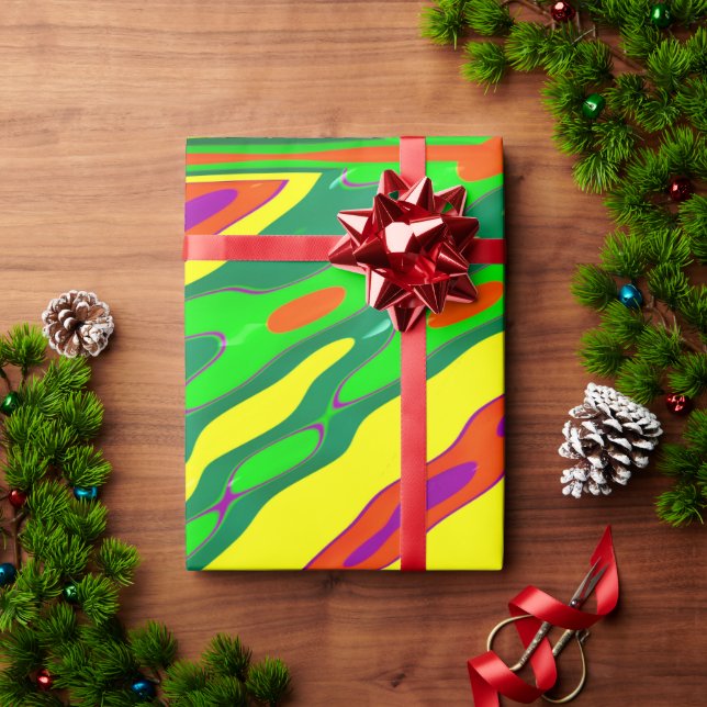Papel De Presente GLOSSY ~ Fractal multicolorido ~ Natal (Presente de Natal)