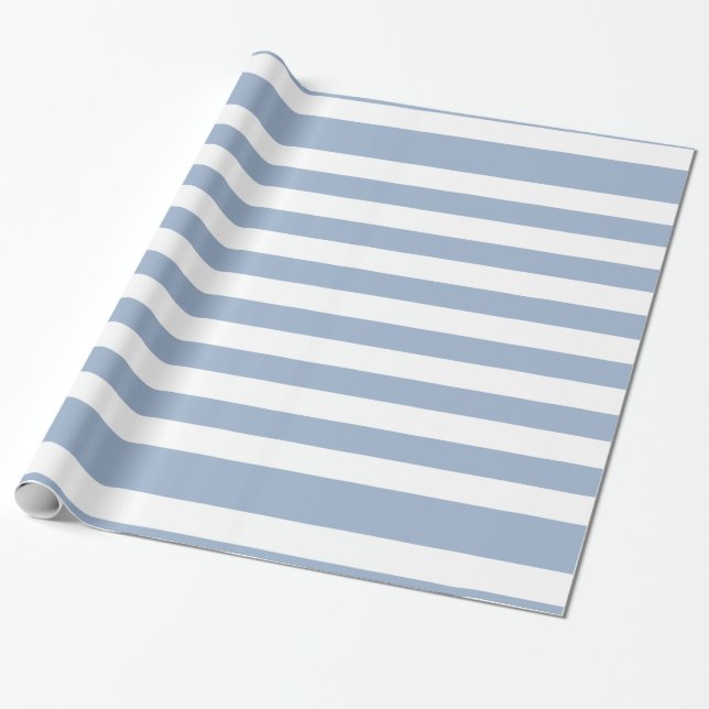 Papel De Presente Glossy Wrapping Paper Blue & White Stripe  (Desenrolado)