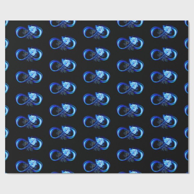 Papel De Presente Glowing infinity with blue rose (Aberto)