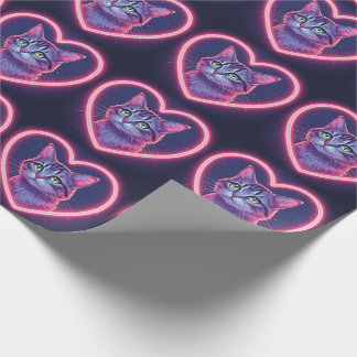 Papel De Presente Glowing Kitty Love Art | Romantic Pet Lover Gift