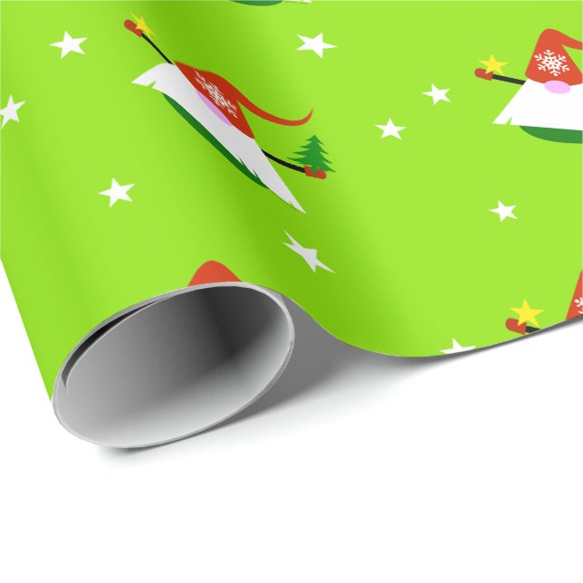 Papel De Presente Gnome Natal   (Ponta do rolo)