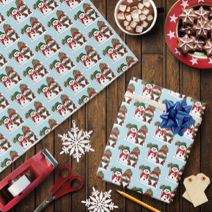 Papel De Presente Gnomo de Natal Aconchegante Boneco de Neve Férias