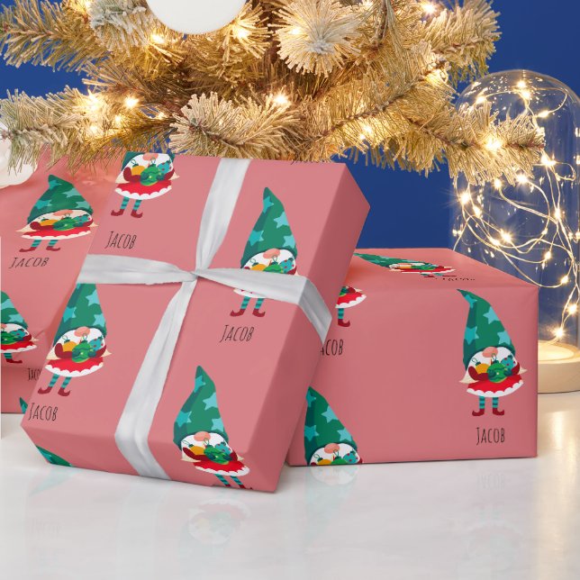 Papel De Presente Gnomo de Natal bonito com Enfeites de natal (Feriados)