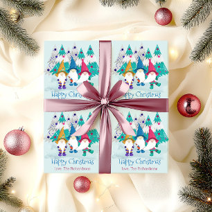 Papel De Presente Gnomo de Natal, Bonito e Colorido Personalizado