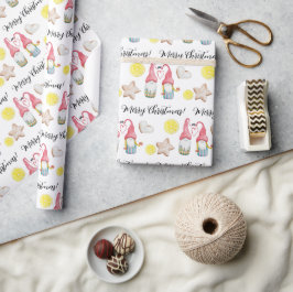 Papel De Presente Gnomo de Natal no Amor Cintado Pintado à Mão
