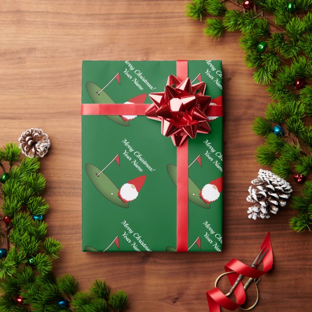 Papel De Presente Gnomo de Natal no campo de golfe divertido Feriado (Presente de Natal)