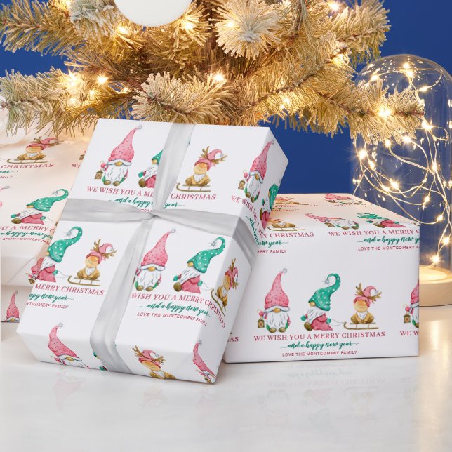 Papel De Presente Gnomo Fofo Natal Personalizado (Feriados)
