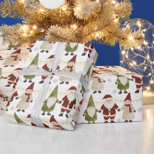 Papel De Presente Gnomo Fofo Papai Noel Natal Vermelho Verde TMF26