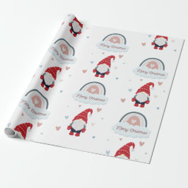 Papel De Presente Gnomo Nórdico do Natal bonito com arco-íris
