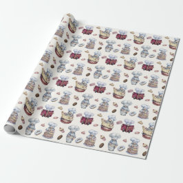 Papel De Presente Gnomos Assando Cupcakes Donuts Floresta Moderna 
