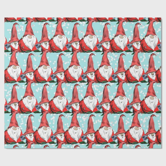 Papel De Presente Gnomos de Natal Alegres (Aberto)