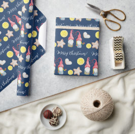 Papel De Presente Gnomos de Natal Apaixonados Aquarela Pintada à Mão
