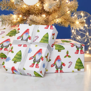 Papel De Presente Gnomos de Natal, Cana-de-açúcar, Árvores, Decoraçõ