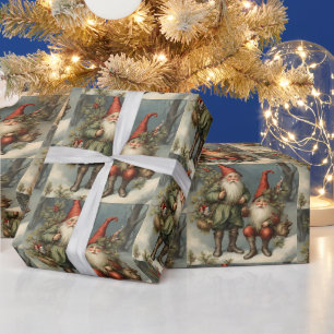 Papel De Presente Gnomos de Natal de Fada na Floresta