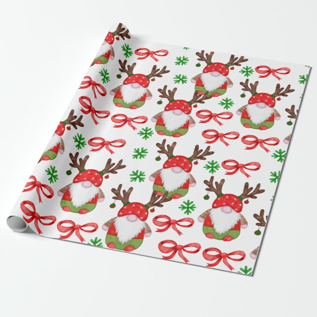 Papel De Presente Gnomos de Natal Engraçado (Desenrolado)