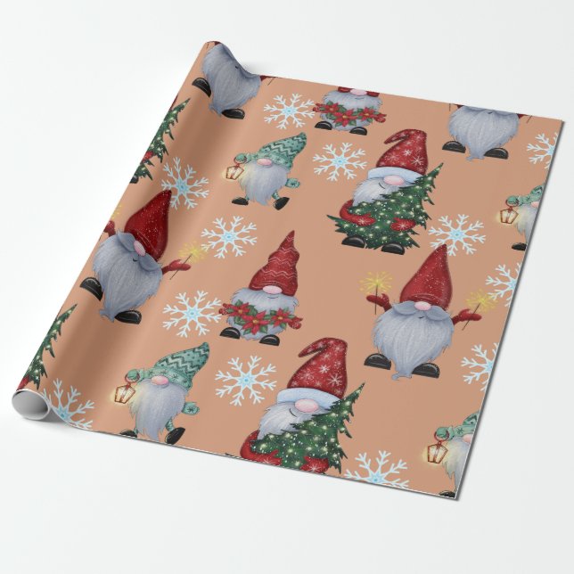 Papel De Presente Gnomos de Neve de Natal (Desenrolado)