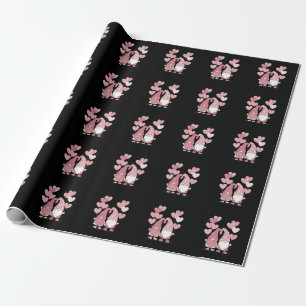 Papel De Presente Gnomos de Plaid Búfalo Rosa Dia dos Namorados 