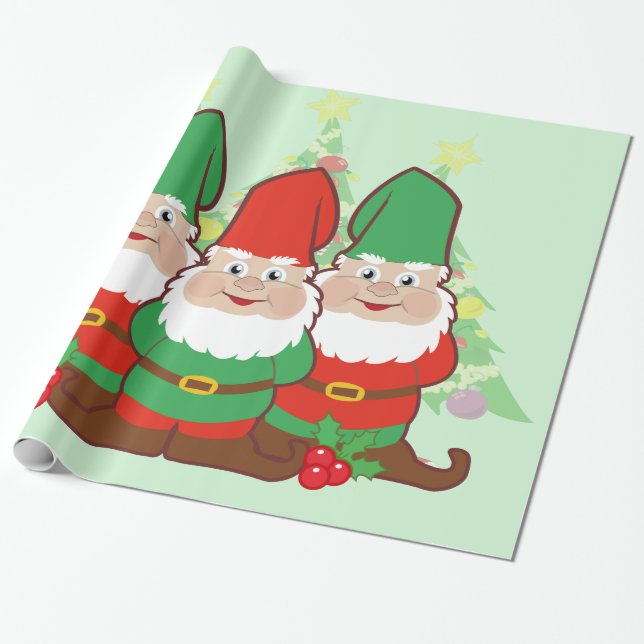Papel De Presente Gnomos do Natal (Desenrolado)