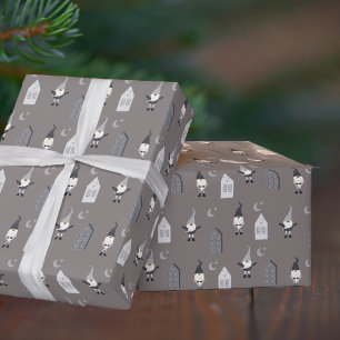 Papel De Presente Gnomos e Casas de Inverno Whimsical