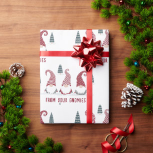 Papel De Presente Gnomos Feriados na design da neve