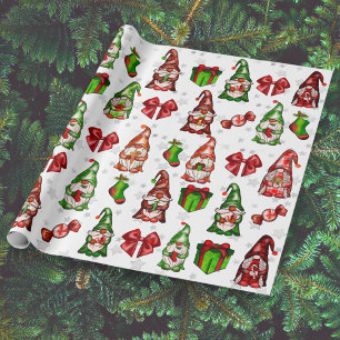 Papel De Presente Gnomos Festivos Silver Stars Molhando Papel