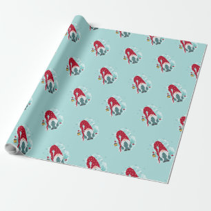 Papel De Presente Gnomos fofos flocos de neve Natal feliz