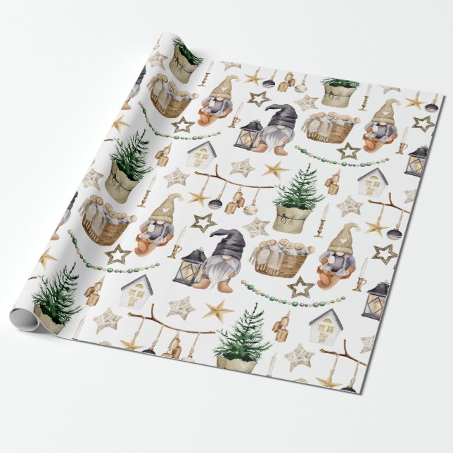 Papel De Presente Gnomos Russos do País de Natal, Decorações (Desenrolado)