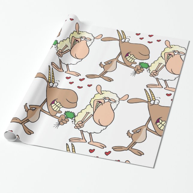 Papel De Presente Goat E Ovinos Apaixonados (Desenrolado)