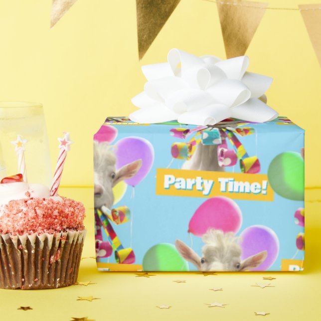 Papel De Presente Goat with Party Blowers (Festa de aniversário)