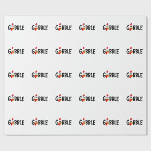 Papel De Presente Gobble Engraçado Banquete de Ação de Graças à Turq