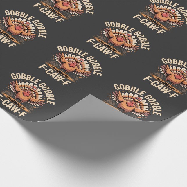 Papel De Presente Gobble Gobble F-Caw-F Turquia Engraçado Ação de Gr (Ponta)