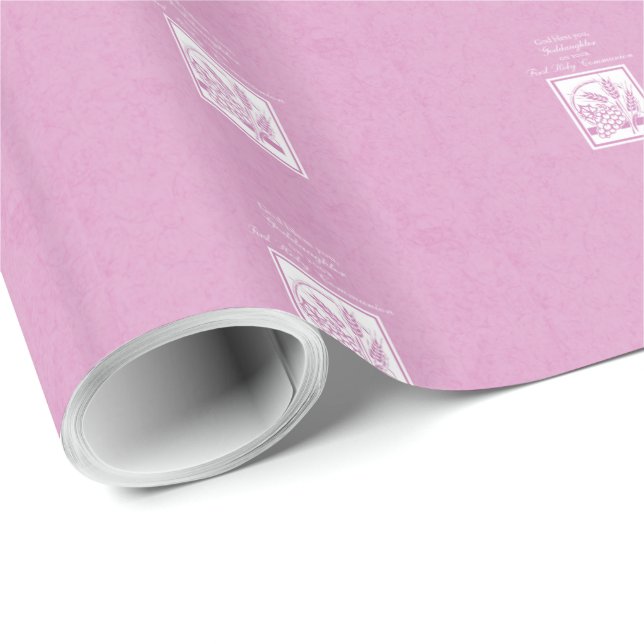 Papel De Presente GodFilha Primeira Comunhão, Rosa (Ponta do rolo)