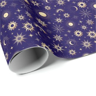Papel De Presente Gold and Blue Celestial