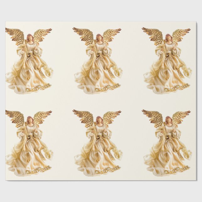 Papel De Presente Gold Angel Wrapping Paper (Aberto)