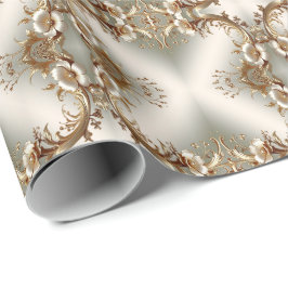Papel De Presente Gold Floral Wrapping Paper