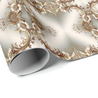 Papel De Presente Gold Floral Wrapping Paper