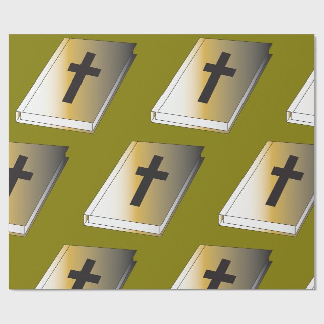 Papel De Presente Gold Holy Bible with Black Cross Religious (Aberto)