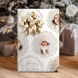 Papel De Presente Gold Modern Script Merry Christmas Family 6 photo