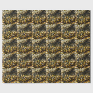 Papel De Presente Golden Crocodile Skin Texture Close Up
