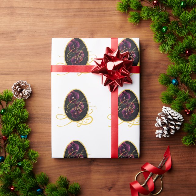 Papel De Presente Golden Easter Egg and Elegant Iris (Presente de Natal)