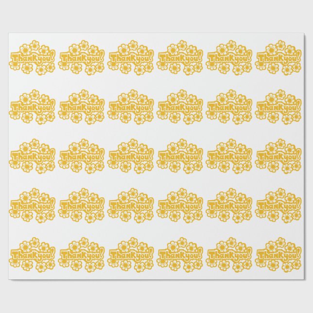 Papel De Presente Golden Flowers Thank you ! (Aberto)