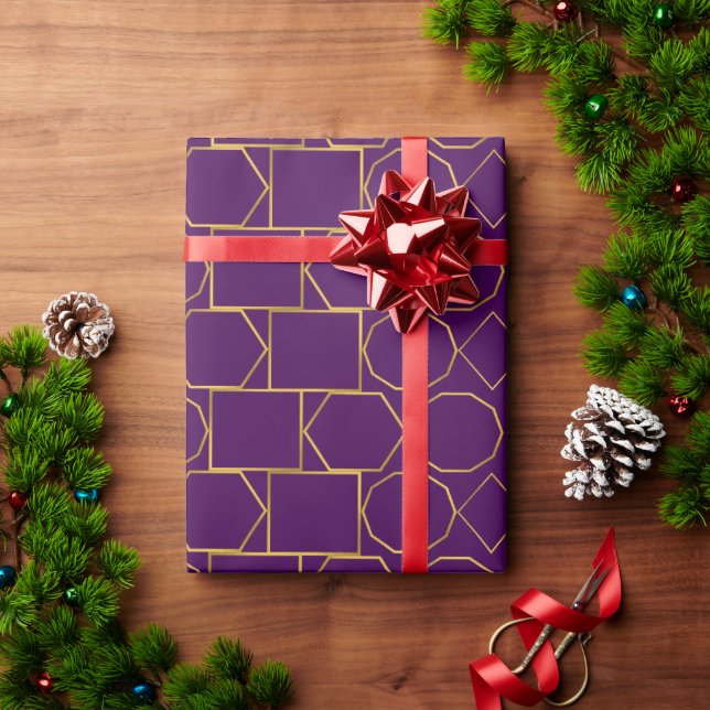 Papel De Presente Golden Geometric Pattern (Presente de Natal)