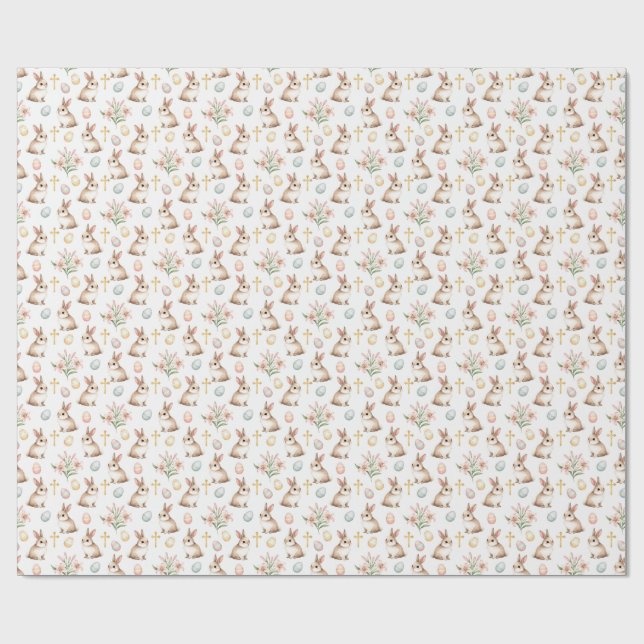 Papel De Presente Golden Grace – Watercolor Easter Bunny Seamless (Aberto)