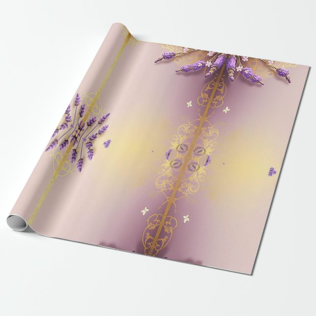 Papel De Presente Golden Lavender Schmidt Stationery (Desenrolado)