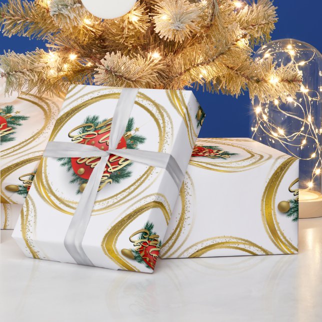 Papel De Presente Golden Merry Christmas Wrapping Paper (Feriados)